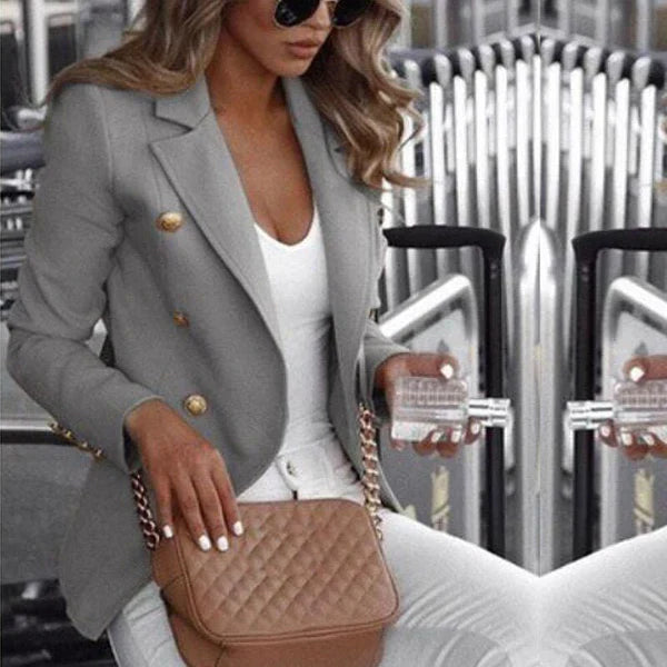 Street-Wave Plaid Long Sleeve Blazer For Women Elegant Versatile Office Ready Everyday