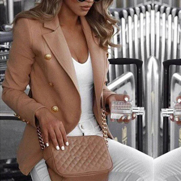 Street-Wave Plaid Long Sleeve Blazer For Women Elegant Versatile Office Ready Everyday