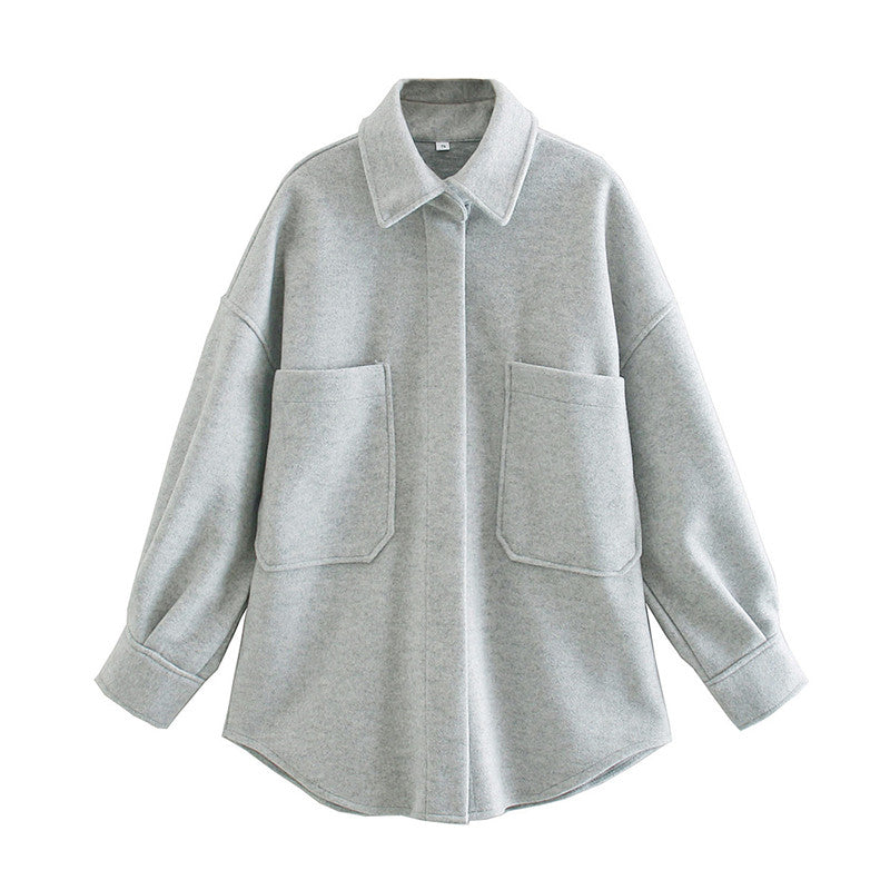 Street Wave Wool Coat For Women Oversized Long Jacket With Large Front Pockets Cozy Warmth