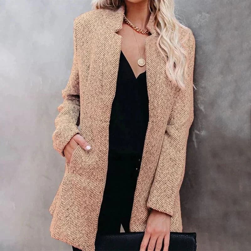 Street-Wave Tweed Open Jacket For Women Timeless Style And Modern Elegance Lightweight Comfort