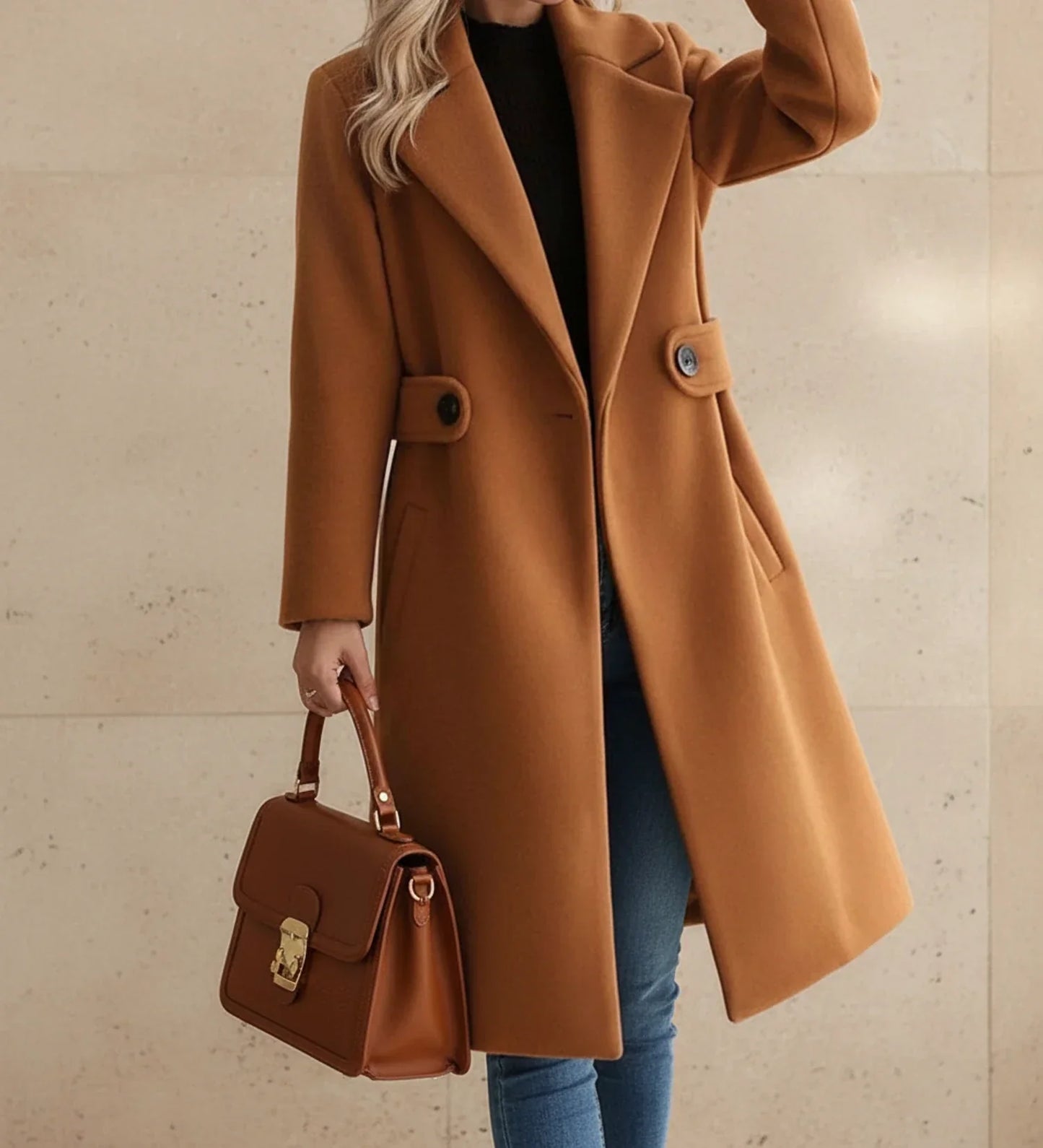 Street Wave Womens Tailored Belted Coat With Wide Lapel For Flattering Fit
