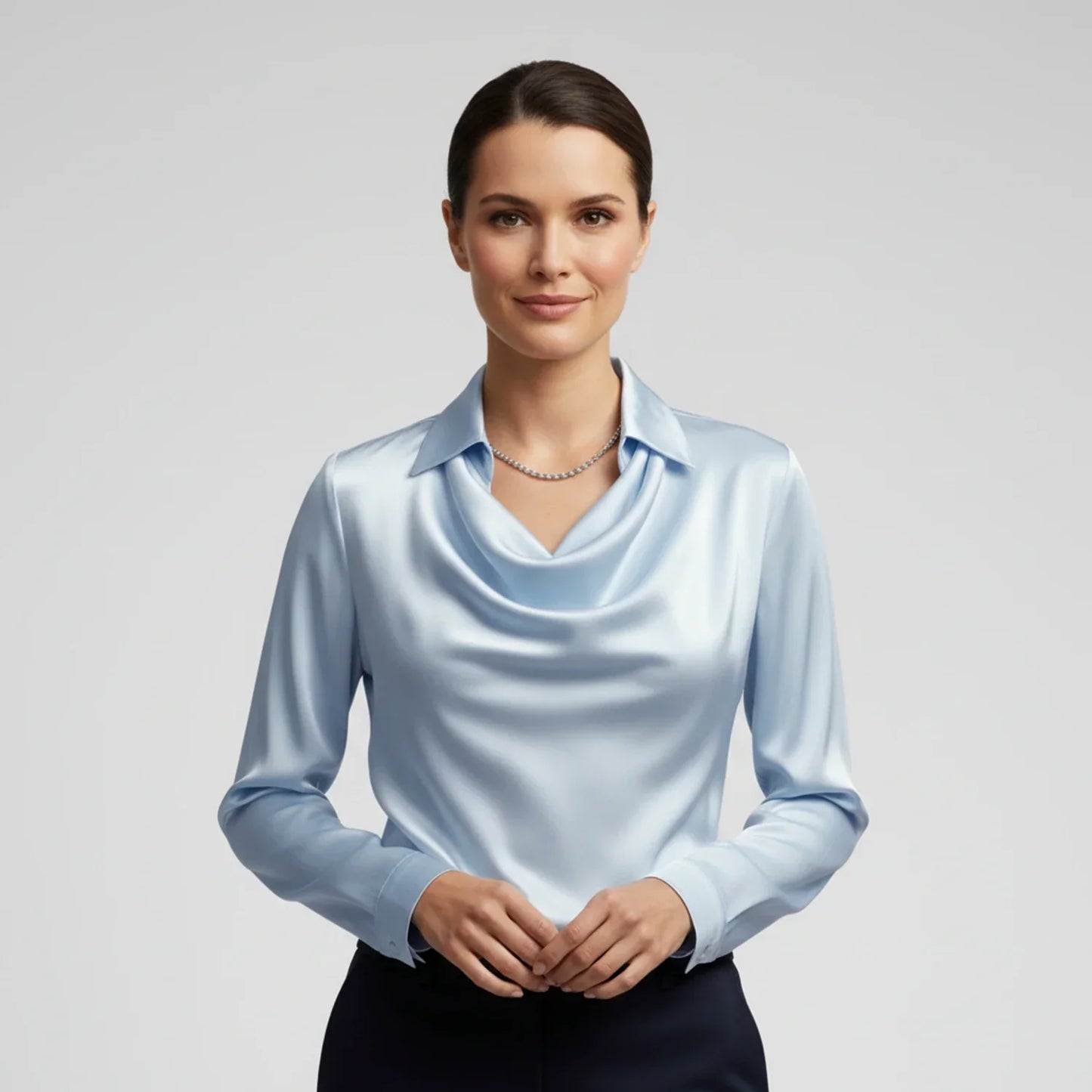 Street Wave Womens Cowl Neck Blouse Relaxed Fit Chic Top