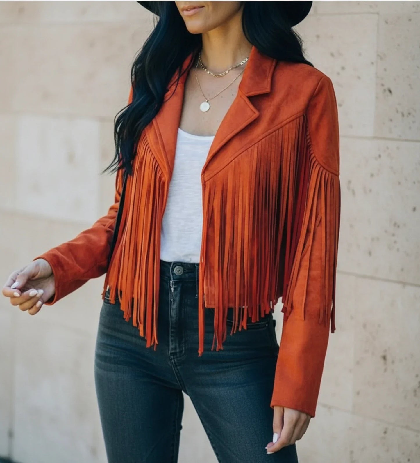 Street Wave Womens Fringed Moto Jacket Cropped Fit