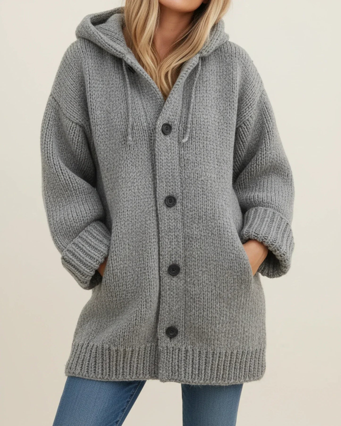 Street Wave Hooded Cardigan Jacket For Women Warm Oversized Cozy