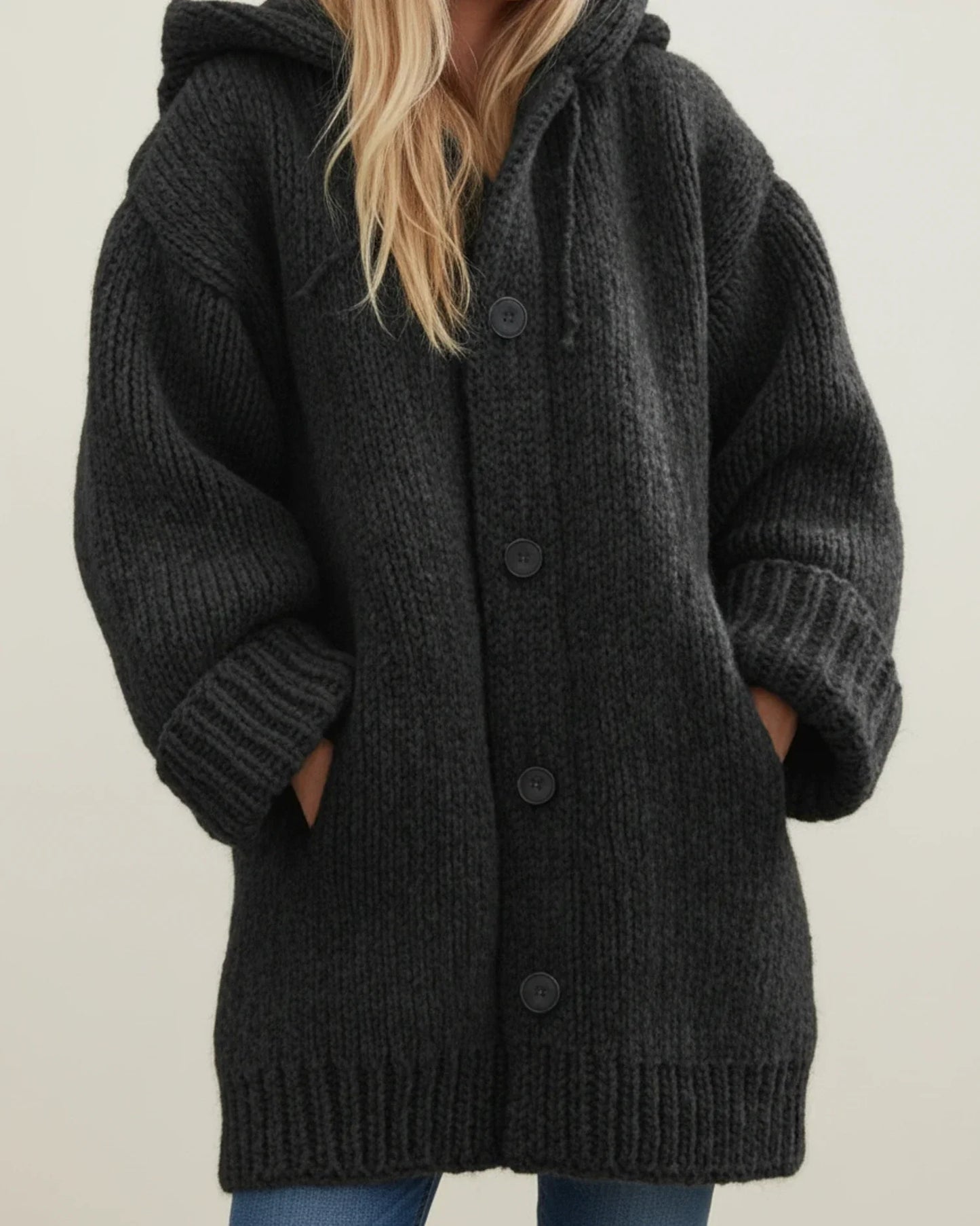 Street Wave Hooded Cardigan Jacket For Women Warm Oversized Cozy