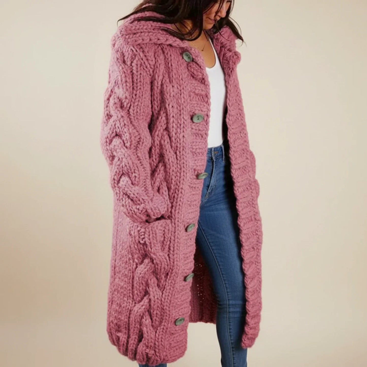 Street Wave Women Hooded Long Winter Cardigan Cozy Layering