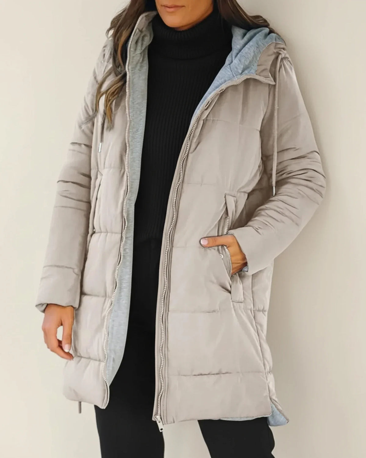 Street-Wave Womens Long Quilted Hooded Puffer Jacket Insulated Warmth
