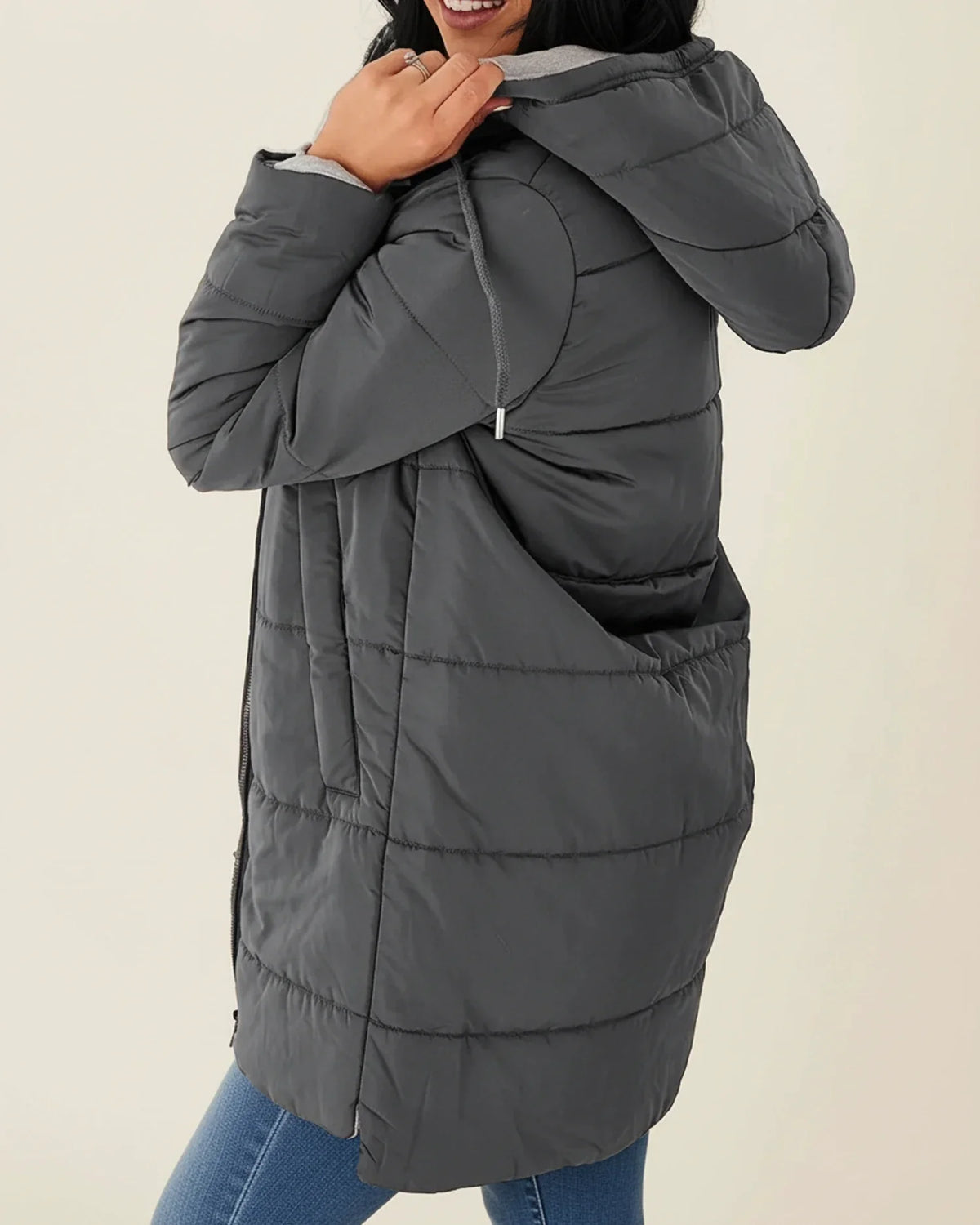 Street-Wave Womens Long Quilted Hooded Puffer Jacket Insulated Warmth