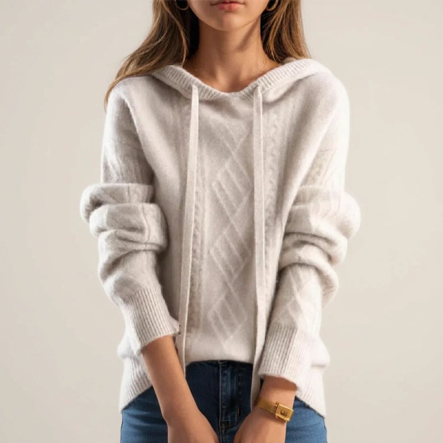 Street Wave Womens Cozy Hooded Cable Knit Sweater Warm