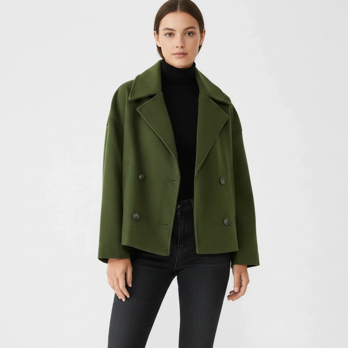 Street Wave Womens Cropped Trench Style Peacoat For Effortless Layering