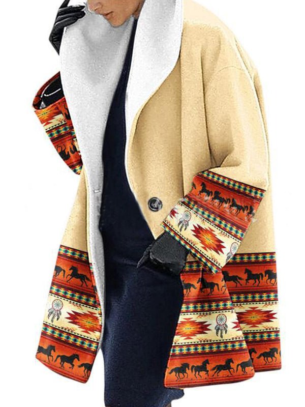 Street Wave Luxurious Tailored Cardigan For Women With Geometric Print Trim And Cozy Lining