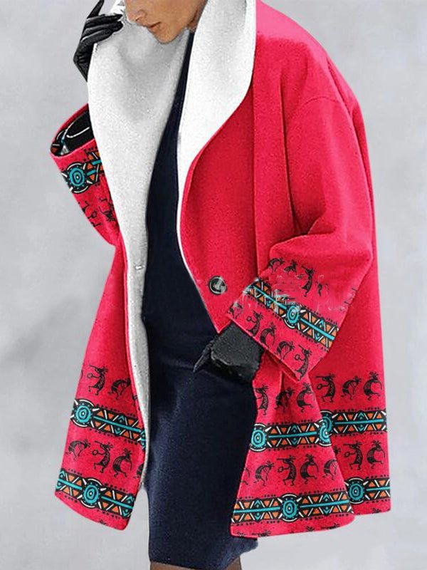 Street Wave Luxurious Tailored Cardigan For Women With Geometric Print Trim And Cozy Lining