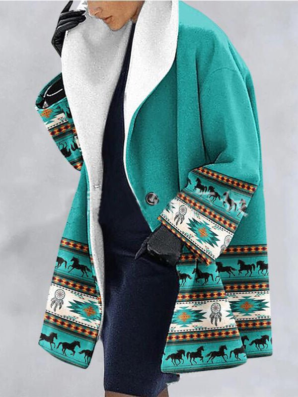 Street Wave Luxurious Tailored Cardigan For Women With Geometric Print Trim And Cozy Lining