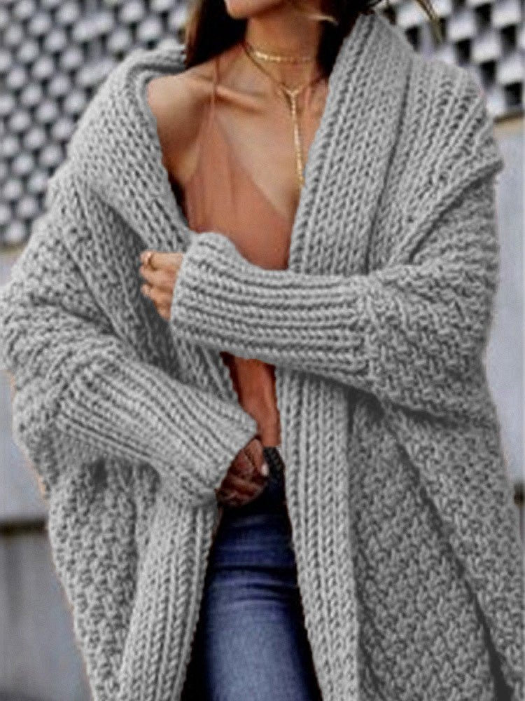 Street-Wave Chunky Knit Cardigan For Women, Cozy Versatile Layering For Modern Everyday Wear