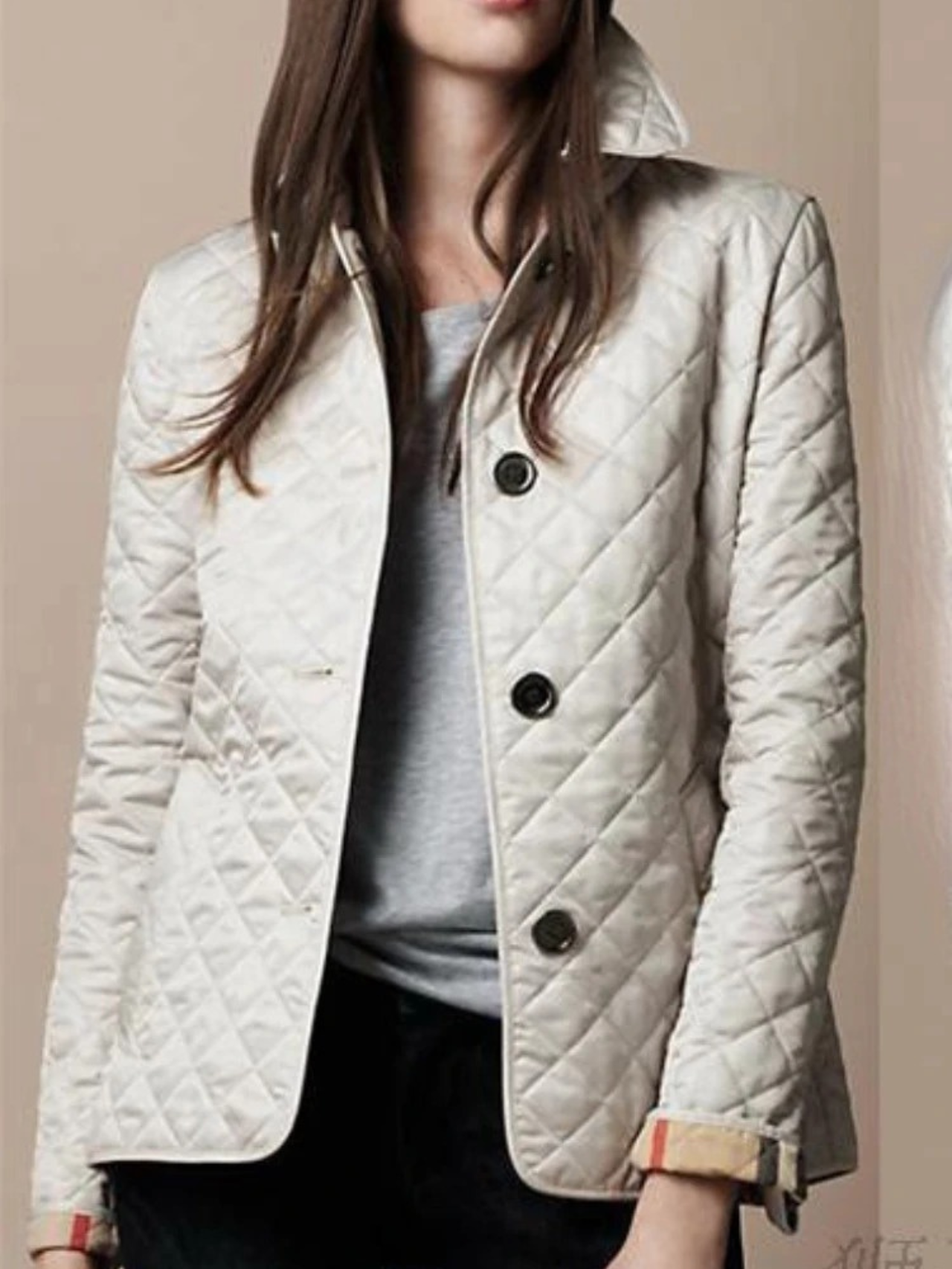 Street Wave Quilted Womens Jacket With Turn Down Collar Casual Warm Outerwear For Fall And Winter