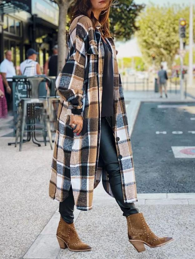 Street-wave Women's Plaid Winter Coat With Warmth And Durable Comfort Trendy Look