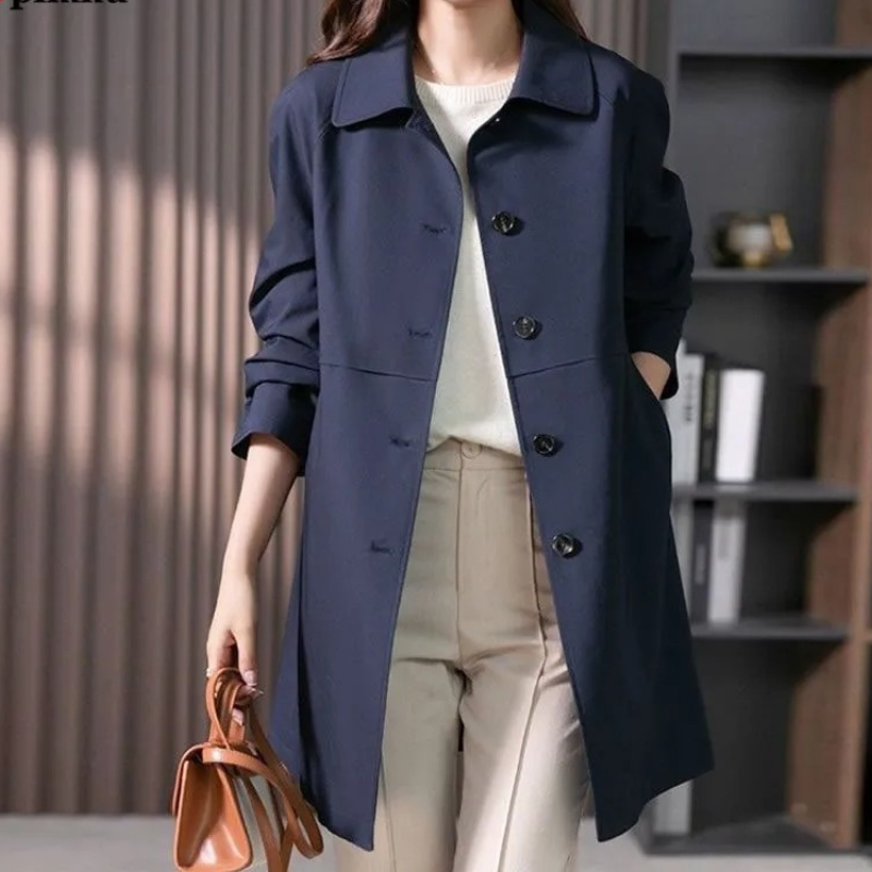 Street Wave Women Short Trench Coat With Single Button Closure Timeless Chic Outerwear