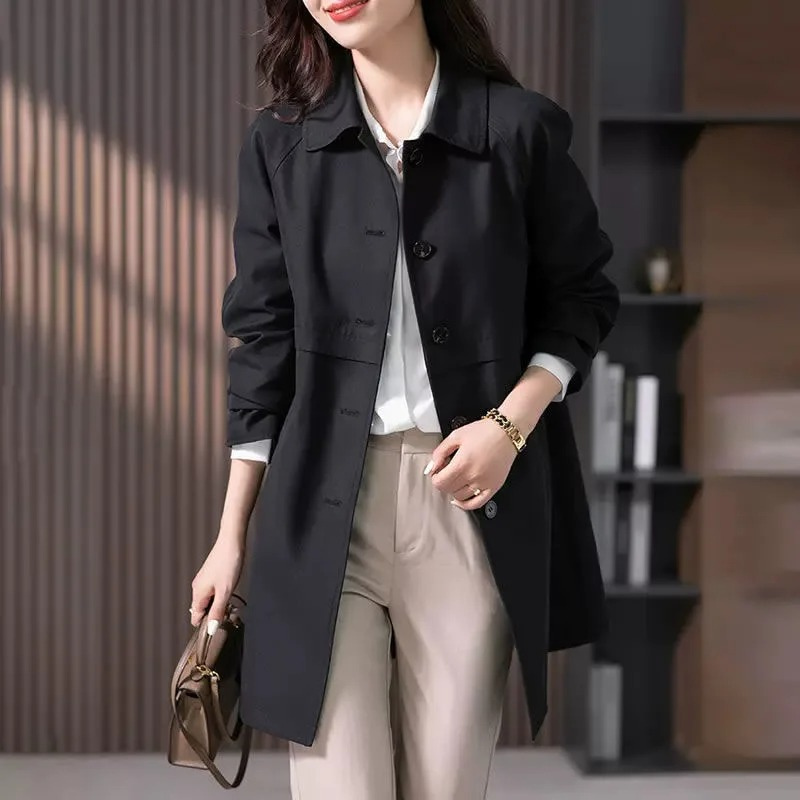 Street Wave Women Short Trench Coat With Single Button Closure Timeless Chic Outerwear