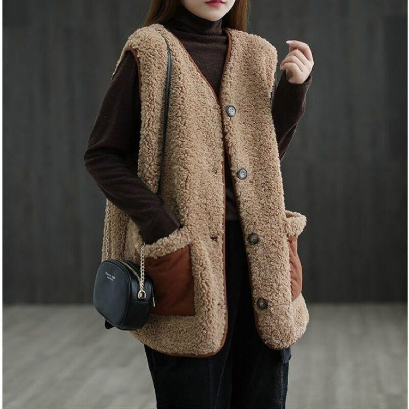 Street-Wave Womens Cozy Sherpa Vest For Winter Warmth And Versatility Chic Everyday Top