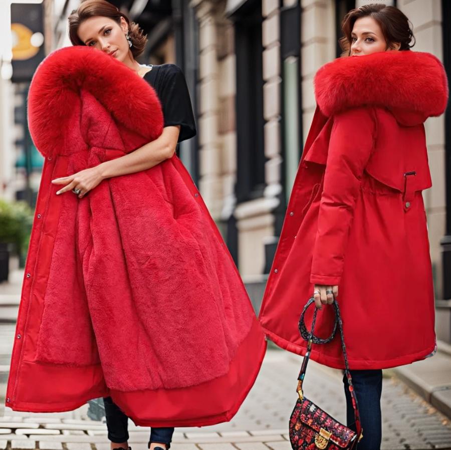 Street-Wave Waterproof Warm Winter Coat For Women With Modern Cut And Plush Fur Hood