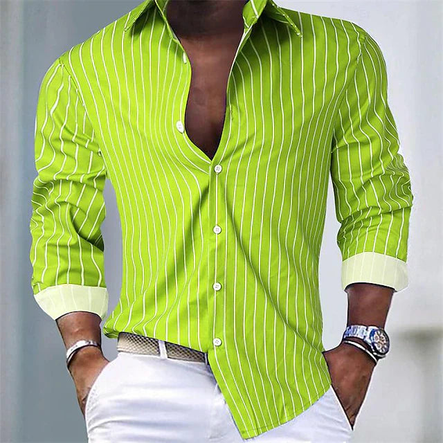 Street-Wave Men Striped Slim Fit Shirt With Contrast Cuffs