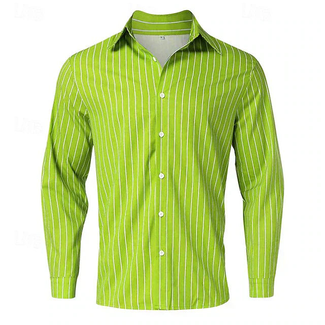 Street Wave Luke Striped Button Up Shirt For Men Cotton Blend Wardrobe Essential