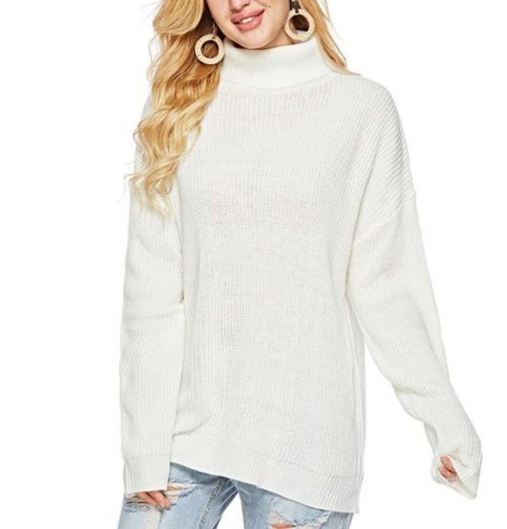 Street-wave Cozy Gray Turtleneck Sweater For Women, Soft Knit, Effortless Everyday Comfort