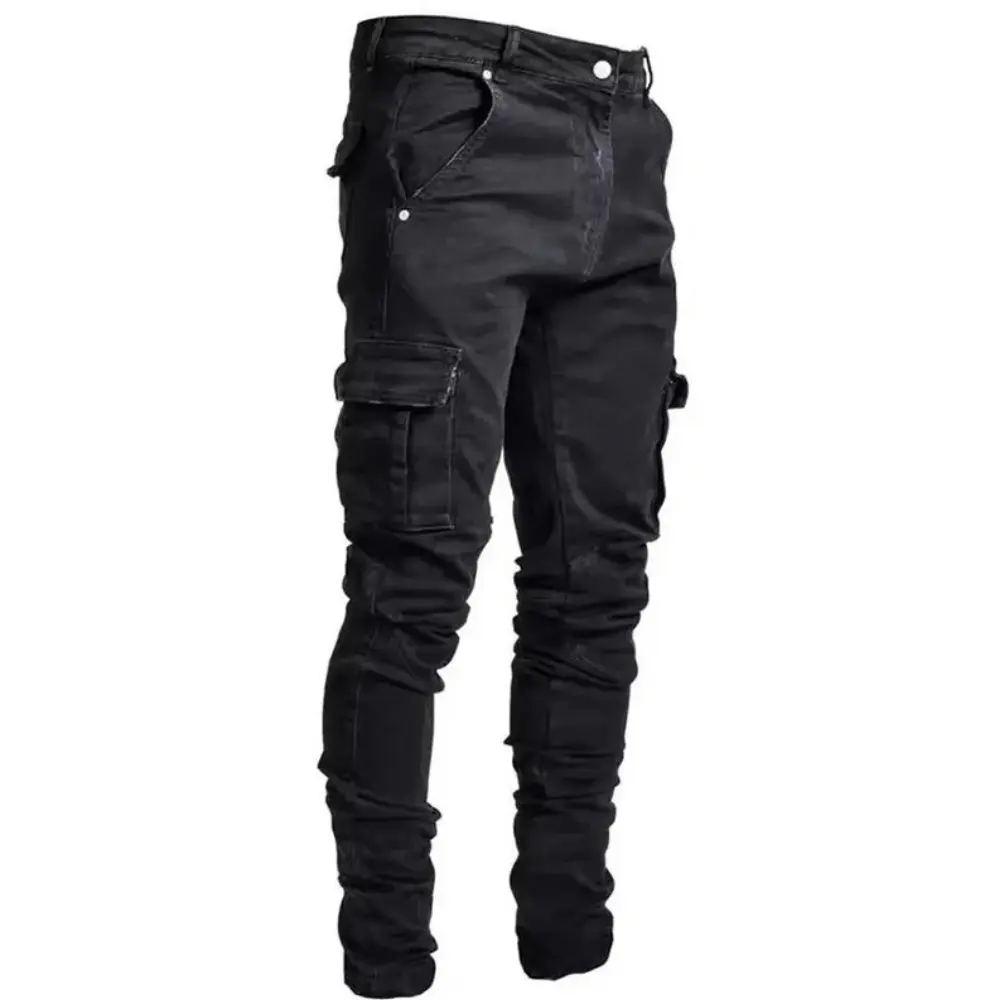 Waylynn Xander Denim Jeans Slim Fit Cargo Pockets For Urban Explorers