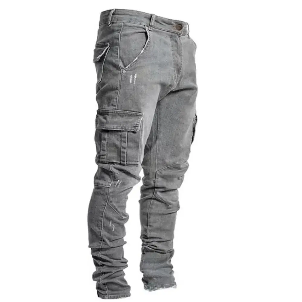 Waylynn Xander Denim Jeans Slim Fit Cargo Pockets For Urban Explorers