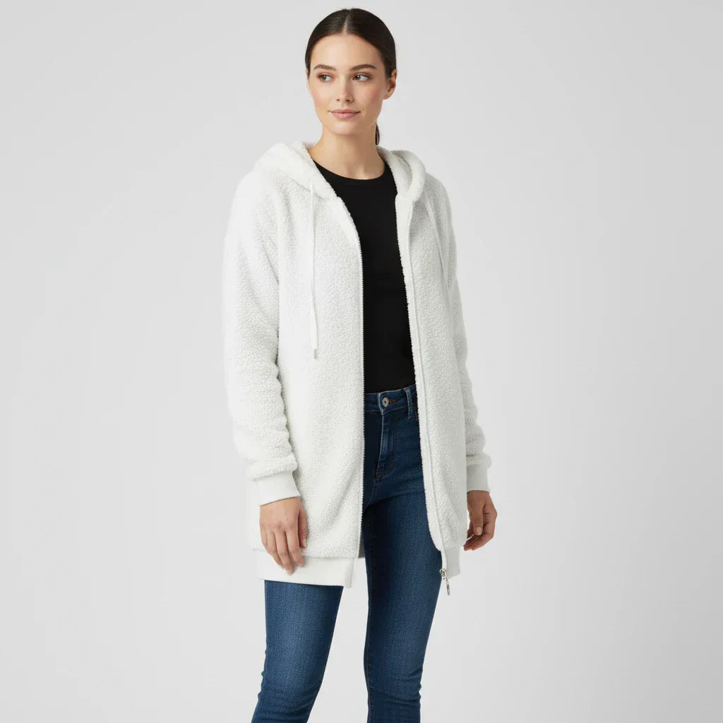 Street Wave Womens Hooded Zip Up Sweater With Sherpa Hood