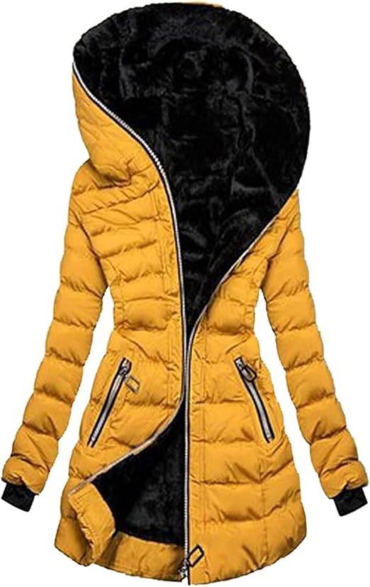 Street Wave Plush Lined Hooded Puffer Jacket For Women Warm Insulated Winter Outerwear Trendy Fit