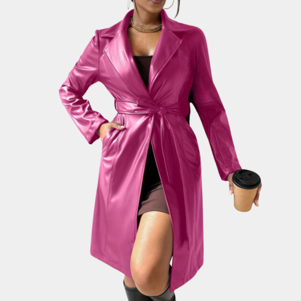 Streetwave Keone Long Faux Leather Jacket For Women Timeless Elegant Comfortable Versatile Outerwear
