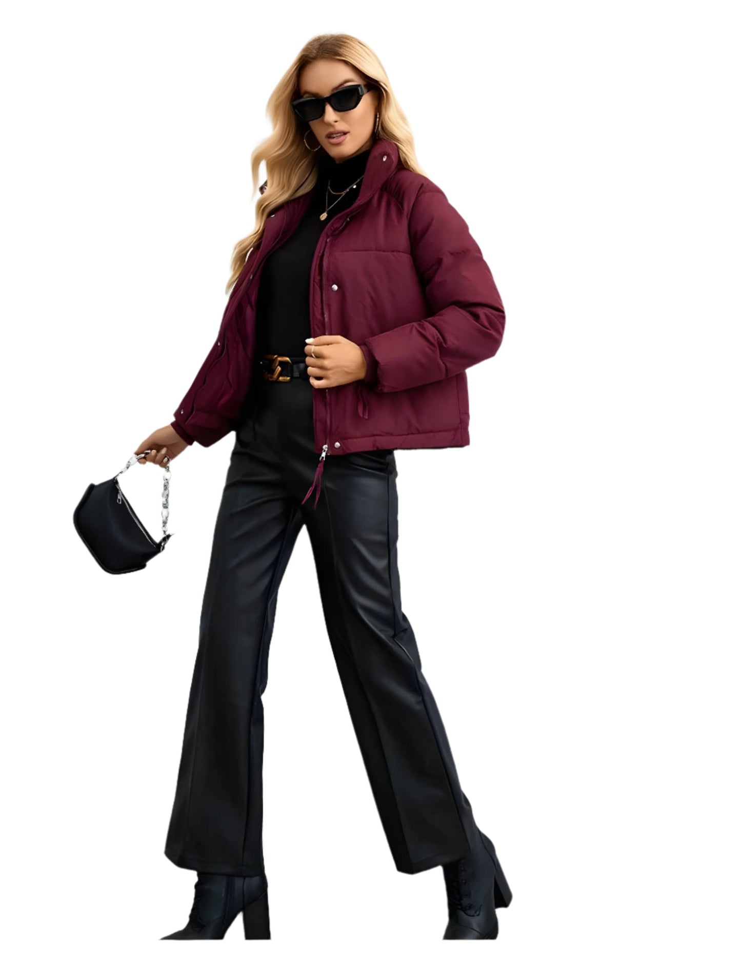 Street Wave Women's Puffer Jacket Warm Insulated With High Collar And Zipper Cozy Warmth