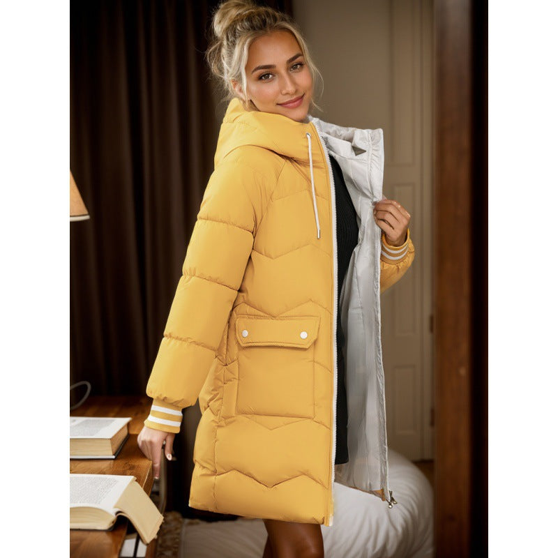 Street-wave Women Puffer Hoodie With Warm Insulation And Cozy Quilted Design For Winter
