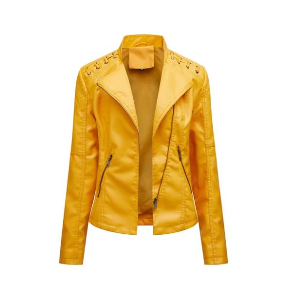Street-wave Lambskin Leather Jacket For Fall Women Vintage Inspired Office Ready Hidden Zipper