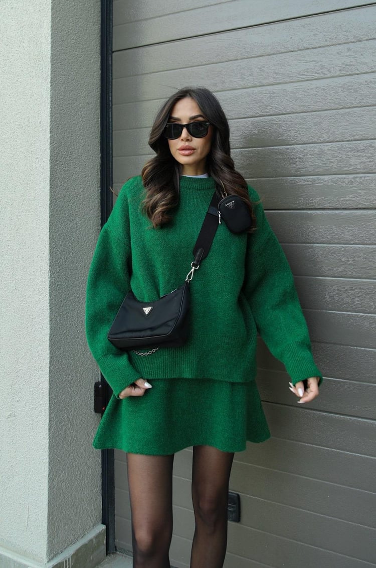 Street-Wave Lucie Wool Ensemble Cozy Oversized Sweater And Skirt For Effortless Fall Style For Women