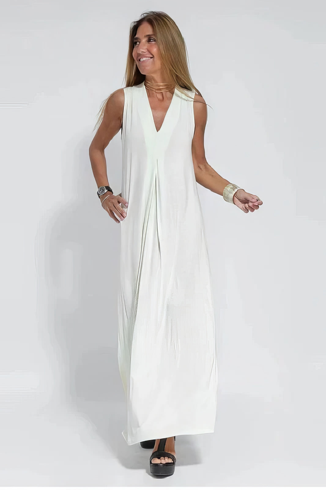 Women's Long Dress with Coordinated Cardigan and Versatile Style