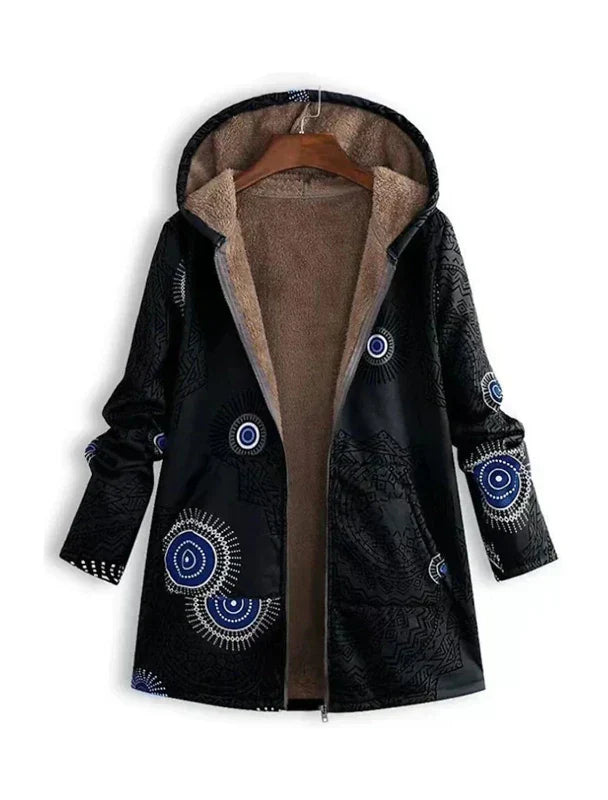 Street-Wave Cozy Parka For Women With Fleece Lining Warmth And Vibrant Red Print