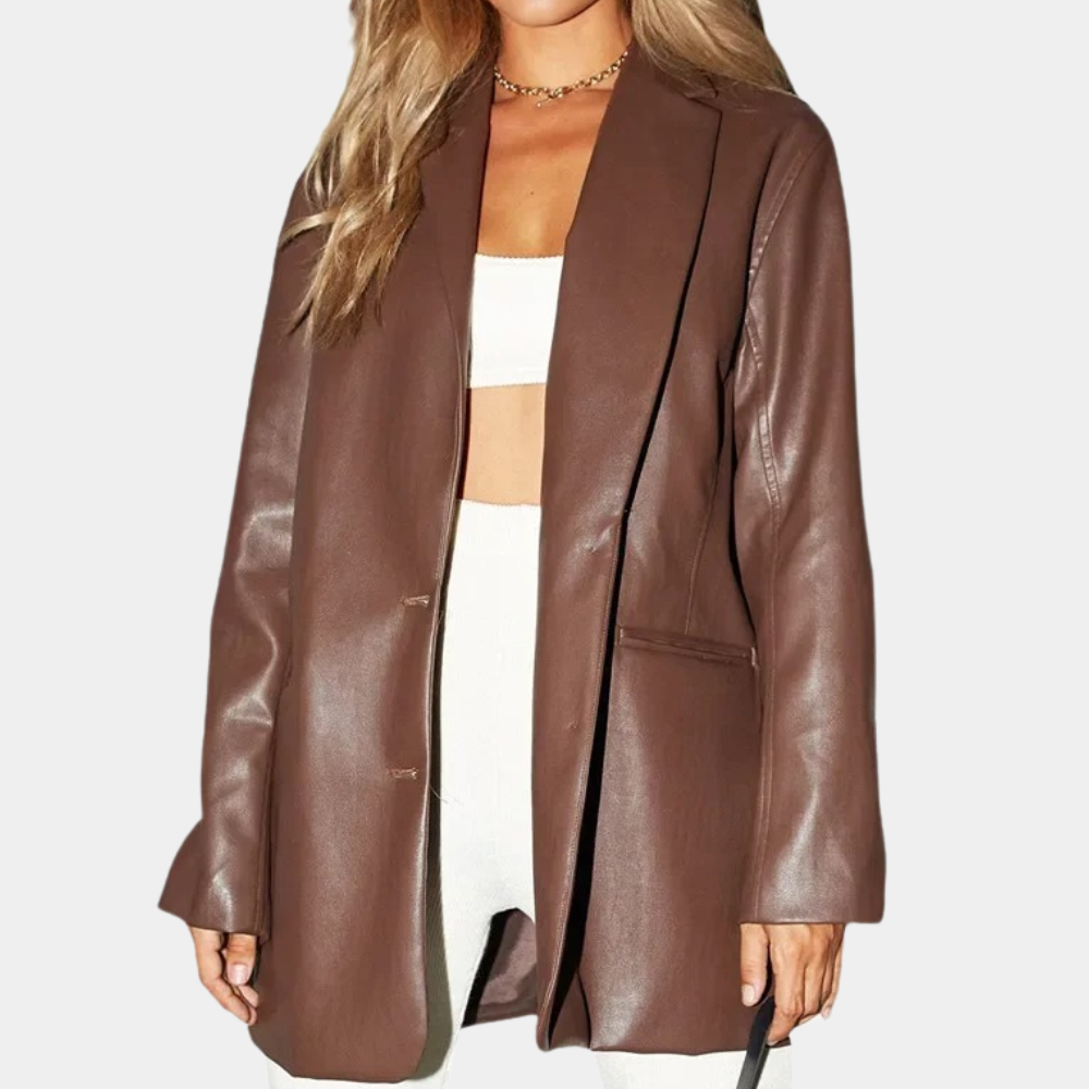 Street-wave Timeless Leather Jacket For Women - Elegant Office-Ready Outerwear For Autumn And Everyday Style