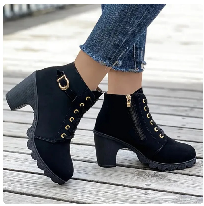 Street-Wave Women's Ankle Boots With Side Zipper For Everyday Casual Wear And All Day Comfort