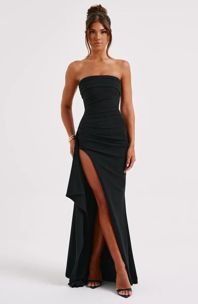 Street-wave Strapless Twist Maxi Dress For Women Elegant Evening Gown Flattering Fit